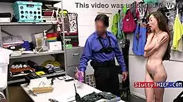 The slutty thief gets caught stripping in the garage and punished roughly by the boss.