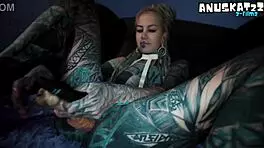 latex tattooed babe explodes in anal orgasm prolapse gape