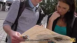 Hot tourist fingered and fucked hard for cash by stranger