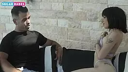 greek skinny babe rides poolside after deepthroat dip