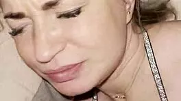 Blonde babe sucks huge cock in bedroom then gets wet pussy pounded