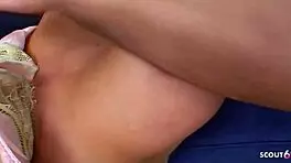 Pierced pussy blonde cougar seduces boy into deep creampie fuck then swallows her own load