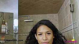 Sensual Latina Model Soaks Up In Steamy Shower.