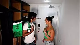 big tits blonde milf gulps bbc cum from delivery hunk misty rein