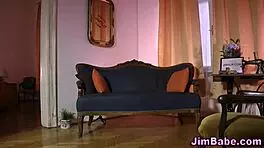 British babe in stockings rides old stud's cock hard