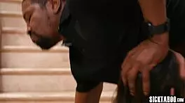 Latina babe kneels to suck massive black cock then endures rough pounding