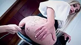 one chair two anal sluts battling huge cocks and toys