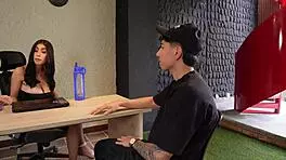 Esteban Gamboa pounds hot Latina boss on office desk hard