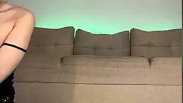 Big anal plug stretches tight ass while fingering wet horny pussy close-up