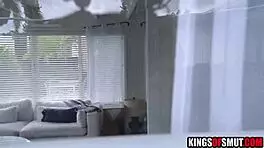 Young guy spies on busty milf monica sage next door and gets caught in the act