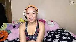 kinky brunette yoga slut fingers tight pussy solo after gym tease