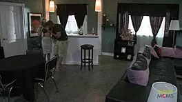 Blonde cougar milf seduces young stud for intense doggystyle then facial cumshot blast