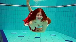 Hot Underwater Teen Marketa in Bikini Pool Play