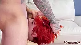 Fiery redhead bound in bdsm cage endures brutal anal domination training