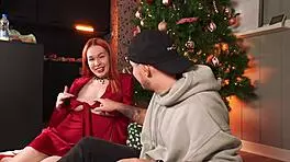 christmas morning quickie doggystyle pounding by the tree