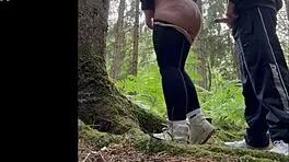 chubby whore teases with quick forest suck anal and gaping