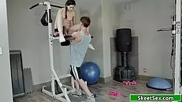 Petite Teen Doggystyled Hard by Monster Cock in Gym!