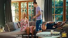 blonde milf sneaks ride on young throbbing cock