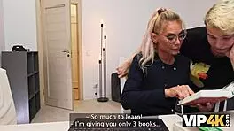 Milf Tutor's Joyful Dorm Fun with Two Young Cocks