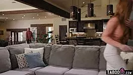 Teen babysitter's job interview turns into steamy group surprise