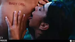 Frozen Coco Bae endures horny brunette's wild lesbian fuck frenzy