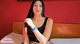 girlfriend in pantyhose skirt rides boyfriend cowgirl after long wait