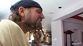 HALF-ASIAN PIGTAILS TIA TANAKA'S FIRST MMF 3SOME With Two BIG COCK Old Guys