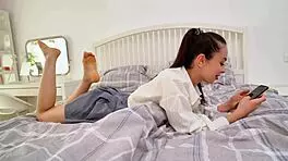 Pretty homemade student slut takes her deepest hardest anal pounding ever