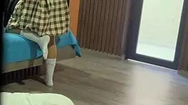 Horny babe takes huge anal toys after class shaking juicy ass