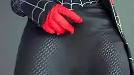 miles morales cosplay strips teases and jerks big load homemade