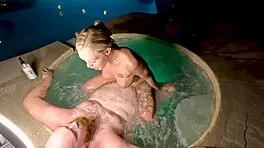 blonde wife, wanna fuck me hard in hot tub now?