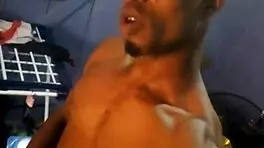 Young stud strokes massive monster cock to explosive masturbation finish