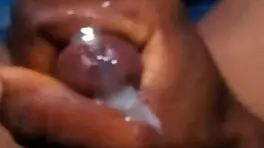 Young stud strokes massive monster cock to explosive masturbation finish