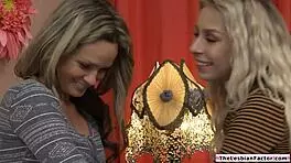 Blonde Latina Rubs Clit on Leg Fingers Ass in Lesbian Play