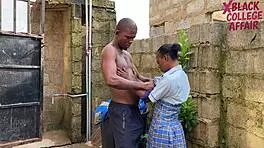 neighbor risks bust pounding petite ebony schoolgirl outdoors hardcore