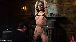 tattooed petite slave hogtied gagged choked fucked hard with huge bdsm toys 😩🔗🍆