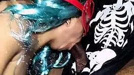 halloween party hookup brings home ebony monster cock for wild latina ass shaking