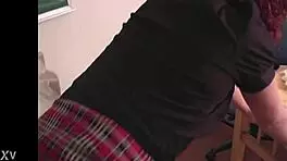 Schoolgirls in uniforms stripped for intense bare butt spankings