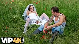Vip4k. Czech bride cheats wedding dress outdoor facial cumshot