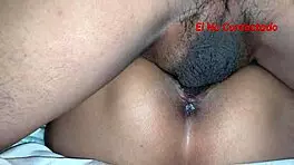 petite latina whore moans from accidental anal creampie fisting