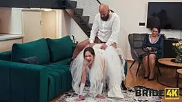 The bride's natural perky tits tight shaved pussy turned wedding horny