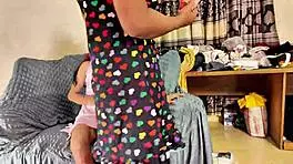 What if big tits brunette milf and petite teen share a massive cock in wild ffm threesome? 