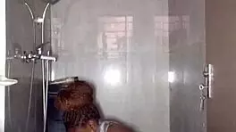 real african girl next door baths naked showing plump perky tits for fetish fans