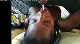 I couldn't resist this bubble butt ebony babe sucking my dick before taking hard backshots and cumshot