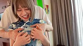 pregnancy-craving japanese babe's g-cup tits overflow with creampie from relentless cowgirl riding