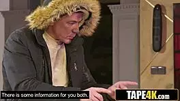 Glamorous tattooed tutor tricked into riding student's monster cock