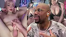 beautiful girl grips trans asian cock kissing tiny gamer gets jerked hard