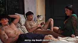 stepmom catches stepson and friend jerking decides to suck their cocks