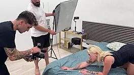 bonny blondie first casting endures double penetration gangbang domination