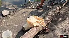 Teen bride seduces married guy for outdoor cowgirl pussy ride